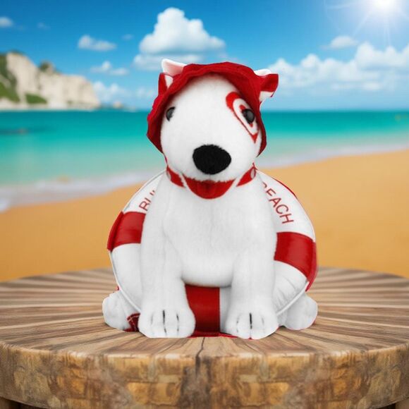 RARE Target Dog Plush Swim Ring Dog Stuffed Toy Bullseye - Picture 1 of 4